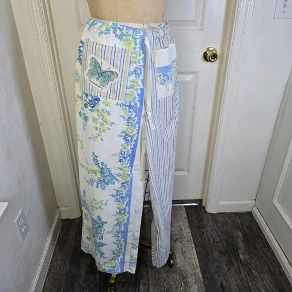 2pc vintage tablecloth linen lace butterfly upcycled pants and top S-M - Picture 10 of 10